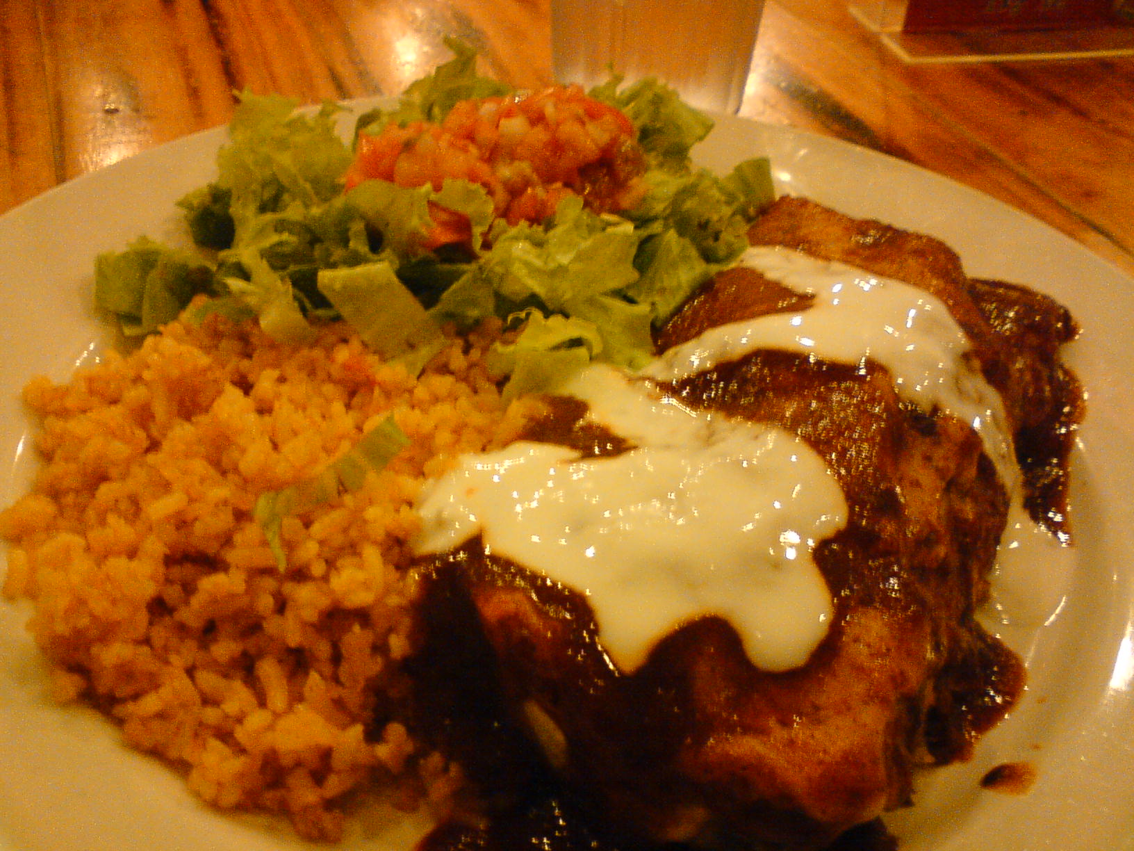 Chicken Enchilada with Mexican Rice and Salad