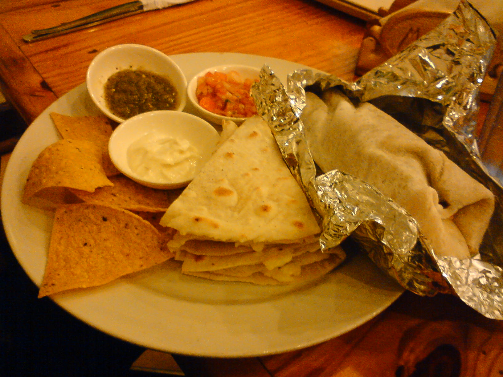 Grilled Steak Burrito and Cheese and Garlic Quesadilla Combo